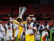 Bilbao, Spain: 05 17 2025: Radu Dragusin seen during UEFA Europa League 2025 final game between Tottenham Hotspur FC and Manchester United FC