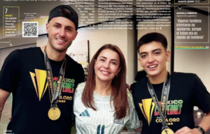 Gilberto Mora with agent Rafaela Pimenta