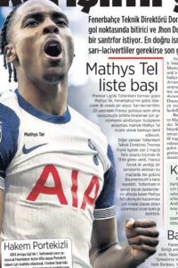 Tottenham forward Mathys Tel is wanted in Turkey