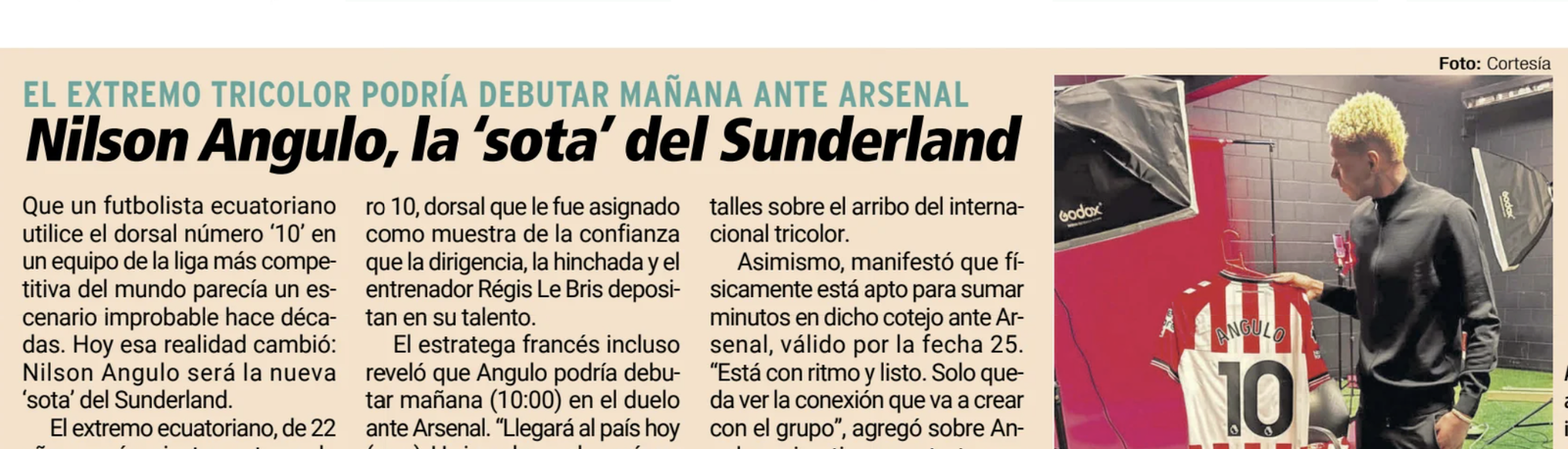 There's pride in Ecuador over Nilson Angulo's welcome at Sunderland