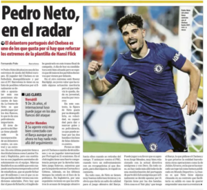Chelsea's Pedro Neto is wanted by Barcelona