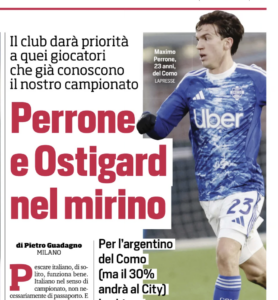 Perrone being wanted is good news for Manchester City