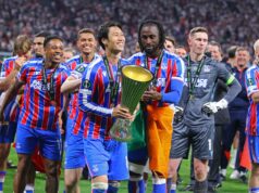 ‘Done deal’ – Player completes Crystal Palace medical, Eagles beat 2 other clubs Evann Guessand celebrating with Aston Villa
