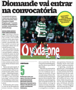 Ousmane Diomande to Nottingham Forest in Saturday's O Jogo